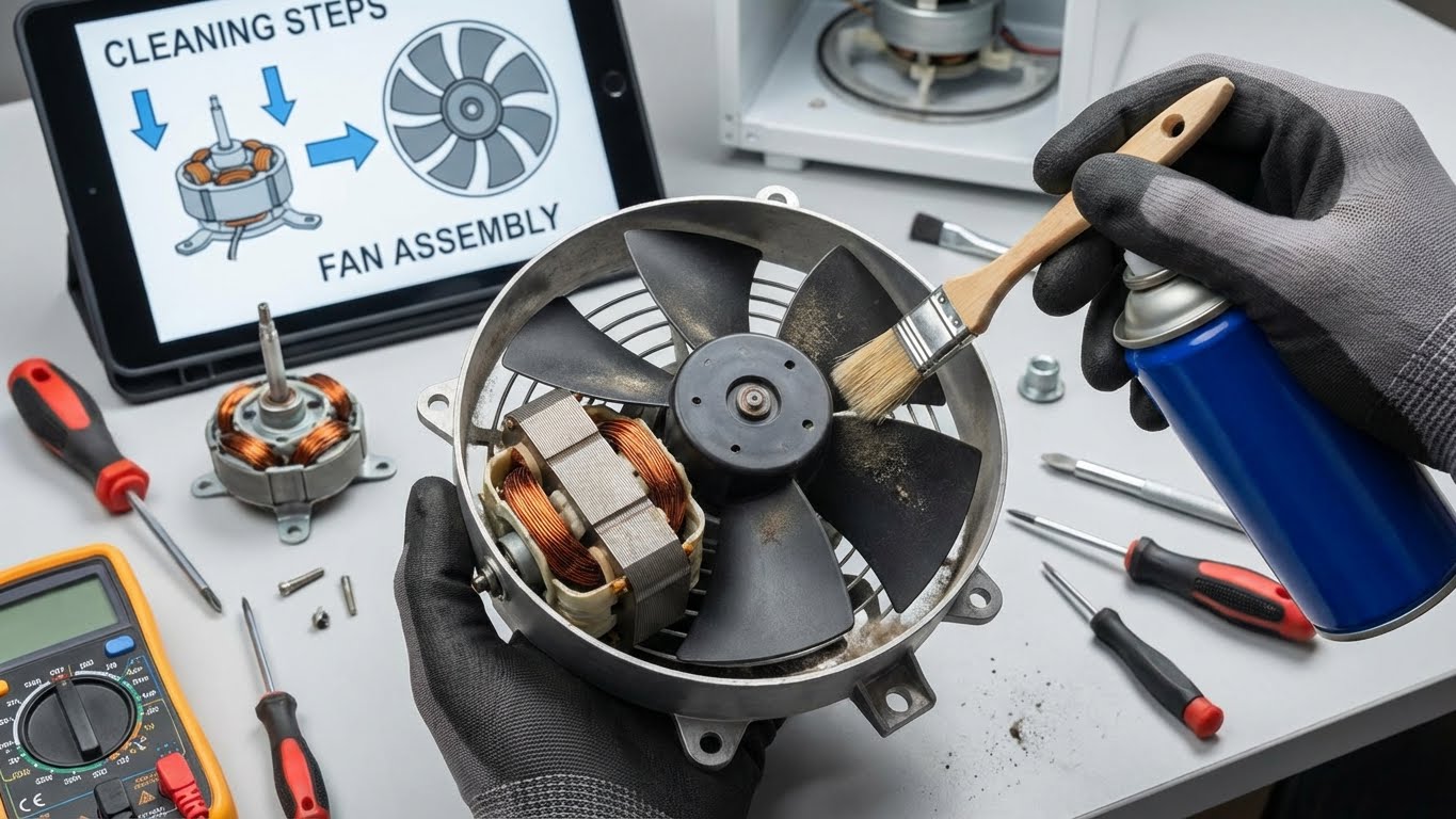 Arçelik buzdolabı ses yapıyor sorunu için fan temizliği.