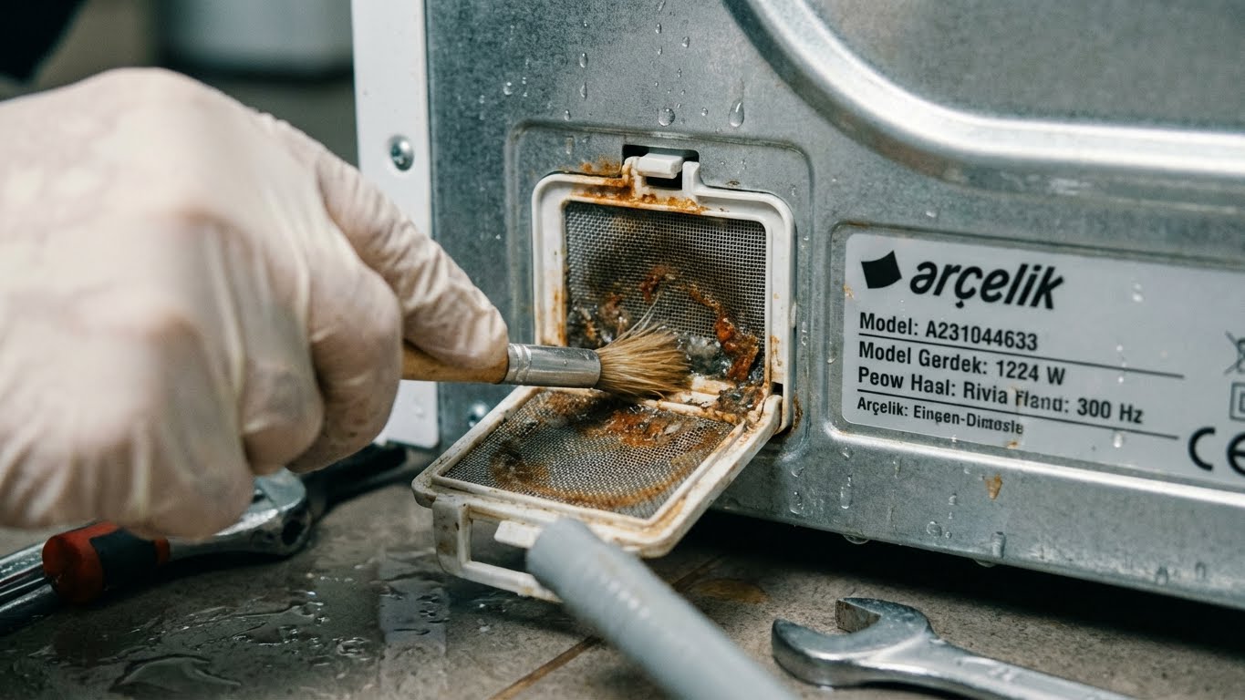 Arçelik çamaşır makinesi su giriş filtresi temizliği ve bakımı.