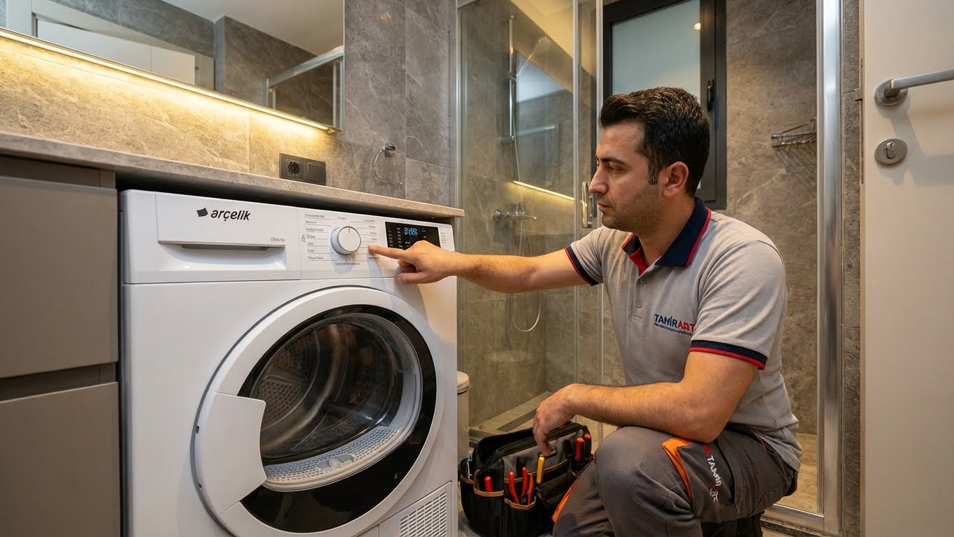 Arçelik kurutma makinesi kullanımı ve program ayarları eğitimi.