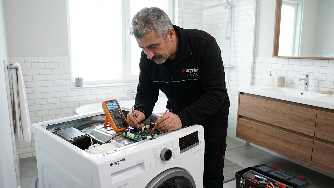 Arçelik çamaşır makinesi kart tamiri yapan teknik servis uzmanı