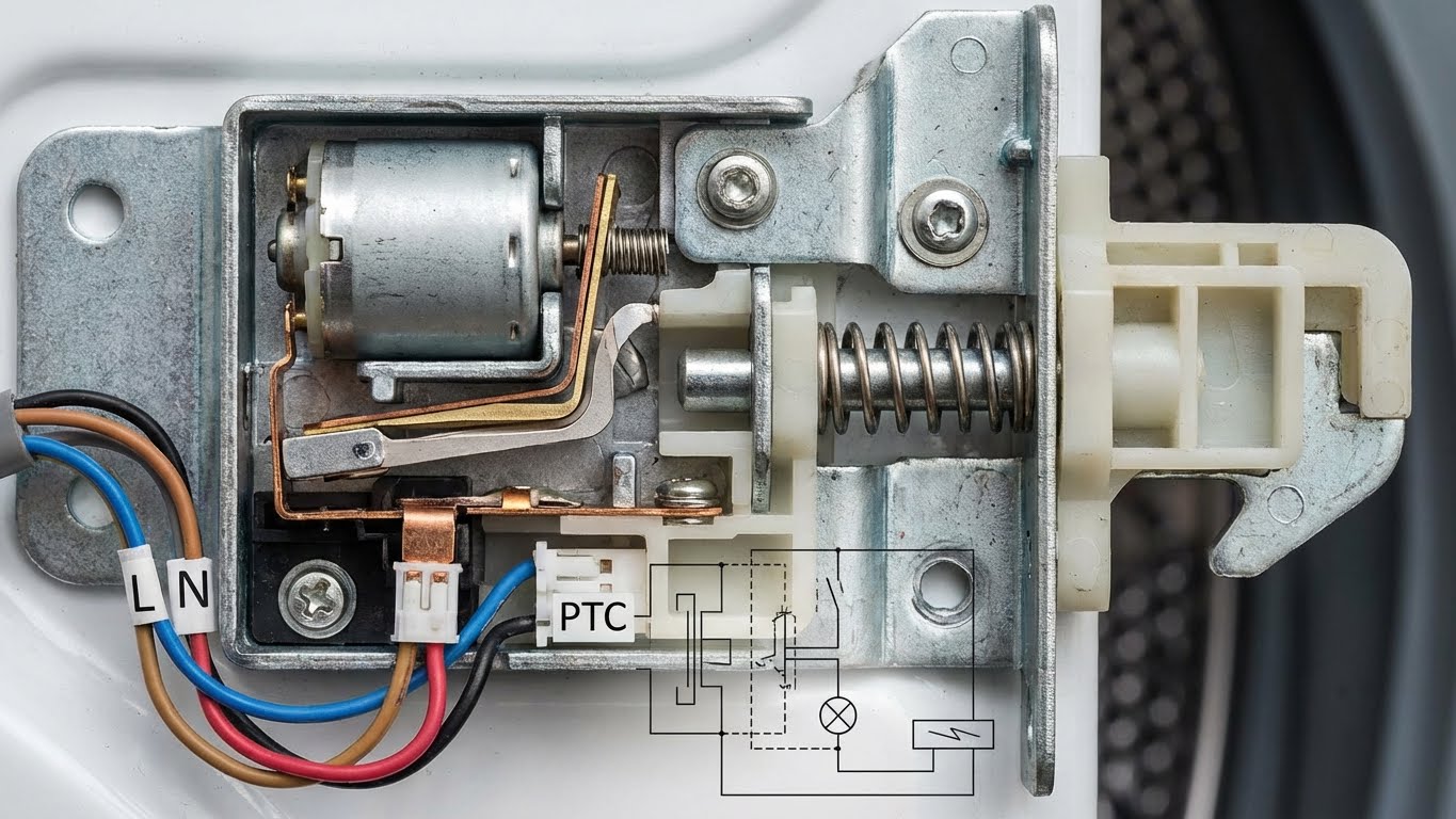 Arçelik çamaşır makinesi kapak kilidi mekanizması parçası