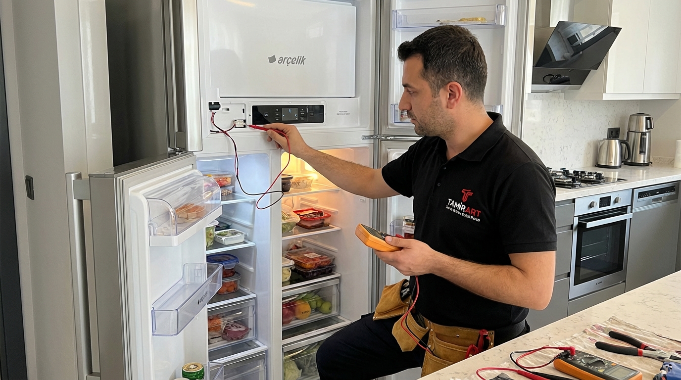 Arçelik buzdolabı E0 hatası tamiri yapan teknik servis uzmanı