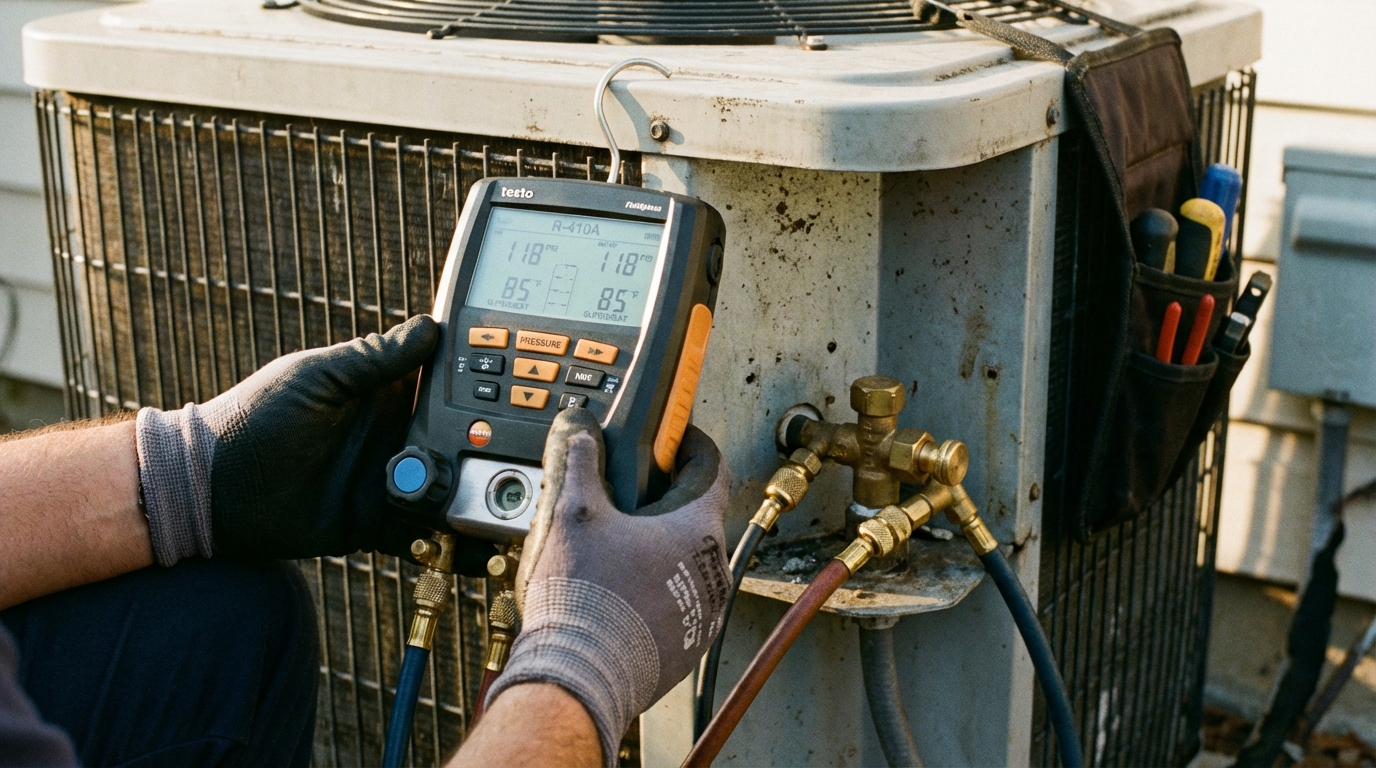 Arçelik klima ısıtma sorunu gaz basıncı ölçümü ve teknik arıza tespiti.