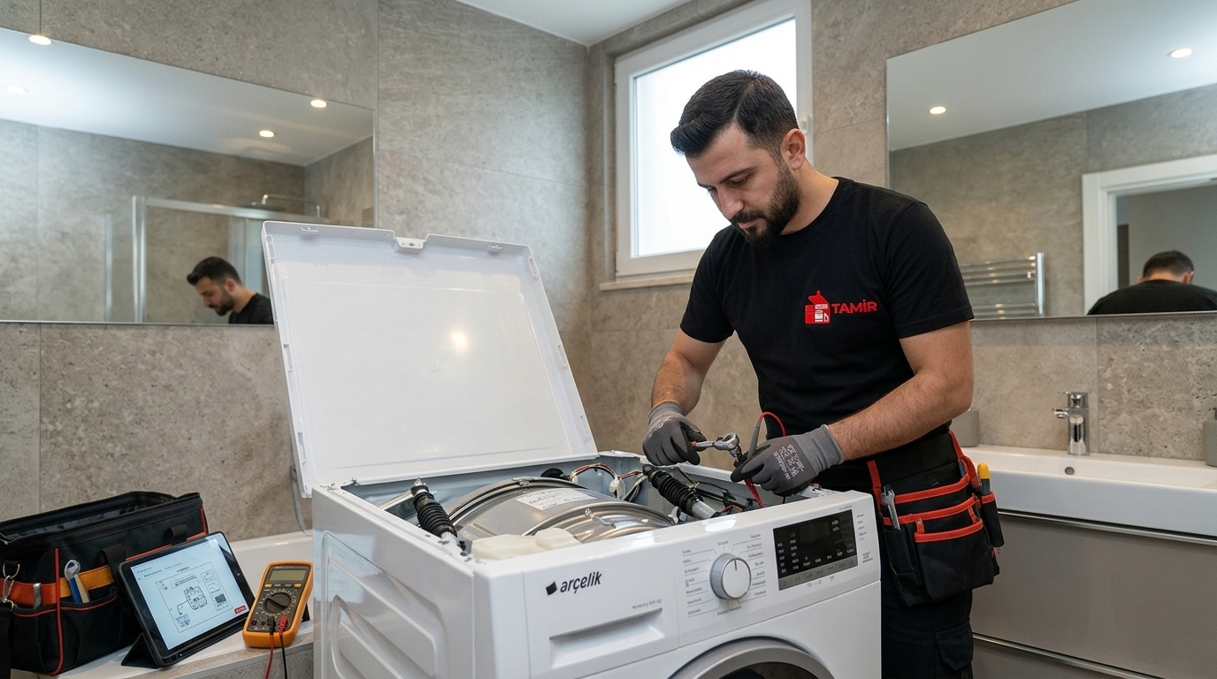 Arçelik çamaşır makinesi amortisör ve kazan kontrolü teknik servisi.